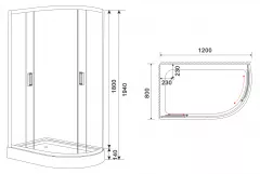Set cabina de dus model 18G0017, dimensiuni 120 x 80 x 195 cm