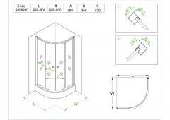 Set cabina de dus model 18G0058, dimensiuni 90 x 90 x 195 cm