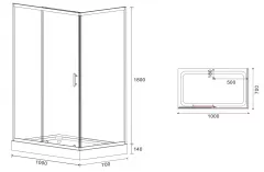 Set cabina de dus model 61008, dimensiune 100 x 70 x 195 cm