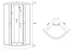 Set cabina de dus model 62058R, dimensiuni 90 x 90 x 215 cm
