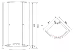 Set cabina de dus, model A04, dimensiuni 90 x 90 x 195 cm