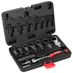 Set chei unghiulare cu clichet DEDRA 17L5001 6&ndash;19 mm CrV, 20 buc