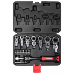 Set chei unghiulare cu clichet DEDRA 17L5001 6&ndash;19 mm CrV, 20 buc