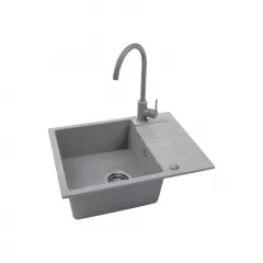 Set chiuveta de granit si baterie, Kuchinox Bon S49B513Y, culoare gri