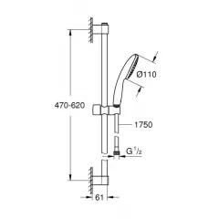 Set de dus Grohe New Tempesta 110, montaj pe perete, crom lucios Set de dus Grohe New Tempesta 110, montaj pe perete, crom lucios