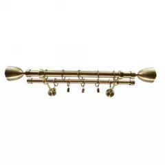 Set galerie metalica dubla 25/16 mm, lungime 160 cm, capat lalea, finisaj auriu antic