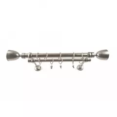 Set galerie metalica dubla 25/16 mm, lungime 200 cm, capat lalea, finisaj inox