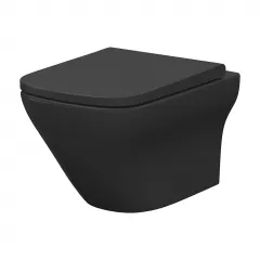Set WC suspendat Cersanit LARGA Square CleanOn, culoare antracit, capac slim cu soft-close Set WC suspendat Cersanit LARGA Square CleanOn, culoare antracit, capac slim cu soft-close