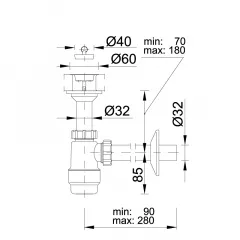 Sifon lavoar cu teava dimetru 32 mm (5/4")