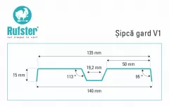 Sipca pentru gard model V1 marca Rufster, grosime 0,50 mm, finisaj Stejar auriu, lungime variabila