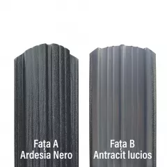 Sipca pentru gard Rufster grosime 0.50 mm, culoare lemn negru, finisaj Ardesia Nero, vopsita pe ambele fete, inaltime 1 m