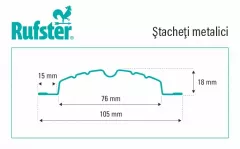 Sipca pentru gard Rufster grosime 0.60 mm M2P3, culoare neagra RAL 9005 MS finisaj mat structurat, inaltime 1.2 m, vopsita pe ambele fete