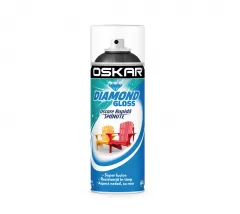 Spray cu vopsea, pentru lemn si metal, Oskar Diamond Gloss, culoare negru, 400 ml