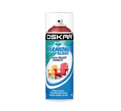 Spray cu vopsea, pentru lemn si metal, Oskar Diamond Gloss, culoare rosu aprins, 400 ml