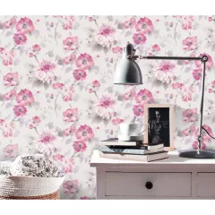 Tapet Erismann 1005105 dimensiune 1000x53 cm, model floral, culoare alb/roz