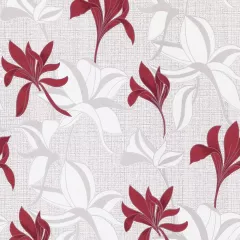 Tapet floral, alb, unt, visiniu, cu sclipici, dormitor, Luna II, 1000x53cm 
