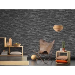 Tapet SN Deco  914224  dimensiune 1000x53 cm model piatra culoare gri, negru