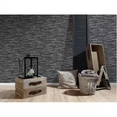 Tapet SN Deco  914224  dimensiune 1000x53 cm model piatra culoare gri, negru