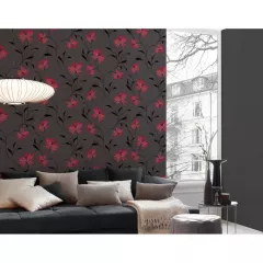 Tapet SN Deco  957202  dimensiune 1000x53 cm model Floral culoare negru, rosu