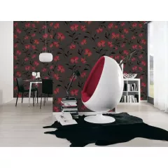 Tapet SN Deco  957202  dimensiune 1000x53 cm model Floral culoare negru, rosu