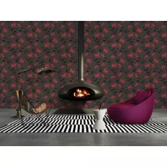 Tapet SN Deco  957202  dimensiune 1000x53 cm model Floral culoare negru, rosu