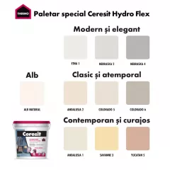 Tencuiala decorativa cu silicon Ceresit Hydro Flex, aspect praf de piatra, granulatie 1.5 mm, interior-exterior, baza, 25 kg