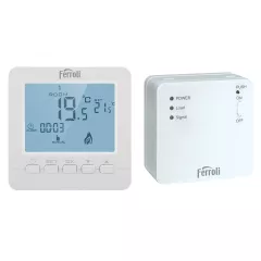 Termostat digital Ferroli FER 205, fara fir, neprogramabil, afisaj LCD, receptor RF