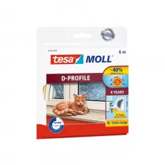 Tesa garnitura de etanseizare, profil D, culoare alba, dimensiuni 6 m x 9 mm