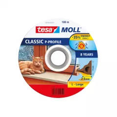 Tesa garnitura de etanseizare, profil P, culoare alba, dimensiuni 2 x 50 m, 9 x 4 mm