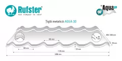 Tigla metalica Rufster Aqua 3D Extra 0,55 mm grosime 9005 MPR negru super-poliester 2.2 m