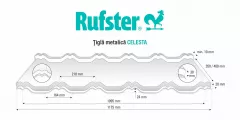 Tigla metalica Rufster Celesta Premium 0,5 mm grosime 6005 MS verde mat structurat 2.13 m