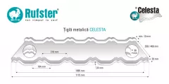 Tigla metalica Rufster Celesta Premium 0,5 mm grosime 7016 MS gri-antracit mat structurat 2.13 m 1.175 m