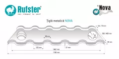 Tigla metalica Rufster Nova Extra 0,55 mm grosime 8019 MPR maro-grafit super-poliester 2.13 m