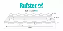 Tigla metalica - Tigla metalica Rufster Nova Premium 0,5 mm&nbsp;grosime 8019 MPR maro-grafit, super poliester, 2.13 m 1.18 m 2.48 m, olint.ro