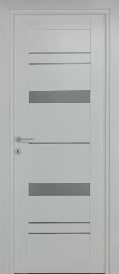Usa de interior din MDF, reversibila, alba, model Amyra, cu geam, dimensiuni 78 x 203 cm