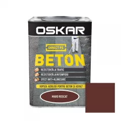 Vopsea alchidica Direct pe beton Oskar, pentru interior si exterior, culoare maro roscat, ambalare 0.75 L