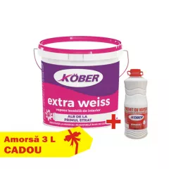 Vopsea lavabila Kober Extraweiss 15 L+3 L amorsa Cadou