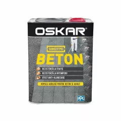 Vopsea pentru decorarea suprafetelor din beton si asfalt Oskar Beton, culoare alba, ambalare 2.5 L