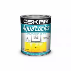 Vopsea pentru lemn / metal/zidarie, Oskar Aqua Lucios, interior / exterior, pe baza de apa,culoare alb pur, ambalare 2.5 L
