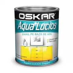 Vopsea pentru lemn / metal/zidarie, Oskar Aqua Lucios, interior / exterior, pe baza de apa,culoare galben impuls, ambalare 0.6 L