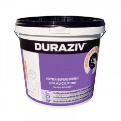 Vopsea superlavabila alba pentru interior, Duraziv, aditivata cu Kauciuc, ambalare 8,5 L