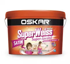 Vopsea superlavabila pentru interior Oskar Superweiss Satin, ambalare 2.5 L