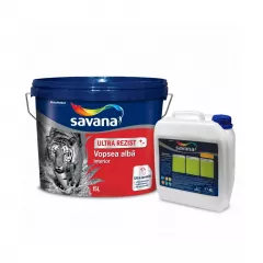 Vopsea superlavabila Savana Ultra Rezist 15 L + Amorsa 4 L Cadou
