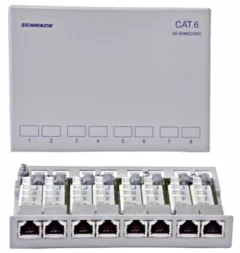 Fix - Patch panel 8 porturi Cat6 RJ45, ecranat sina DIN, Schrack, pro-networking.ro