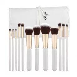 Pensule Albe pentru Machiaj - Make-up White Brushes Set 12pcs - Mimo
