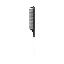 Pieptene din Carbon pentru Coafura cu Coada de Soarece din Metal – Carbon Antistatic Pin Tail Comb for Styling No. 306 - Lussoni