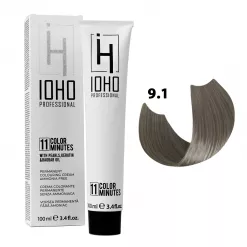 Vopsea de Par Permanenta Fara Amoniac - Color 11 Minutes 9.1 Blond Cenusiu Foarte Deschis - IOHO Professional