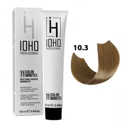 Vopsea de Par Permanenta Fara Amoniac - Color 11 Minutes 10.3 Blond Auriu Foarte Deschis Extra - IOHO Professional