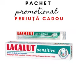 LACALUT SENSITIVE PASTA DE DINTI WHITENING + PERIUTA ACTION CADOU
