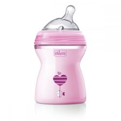Biberon Chicco Natural Feeling, roz, 250ml, t.s., 2luni+, 0%BPA